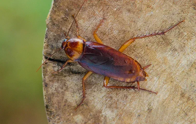 close up of cockroach on wood